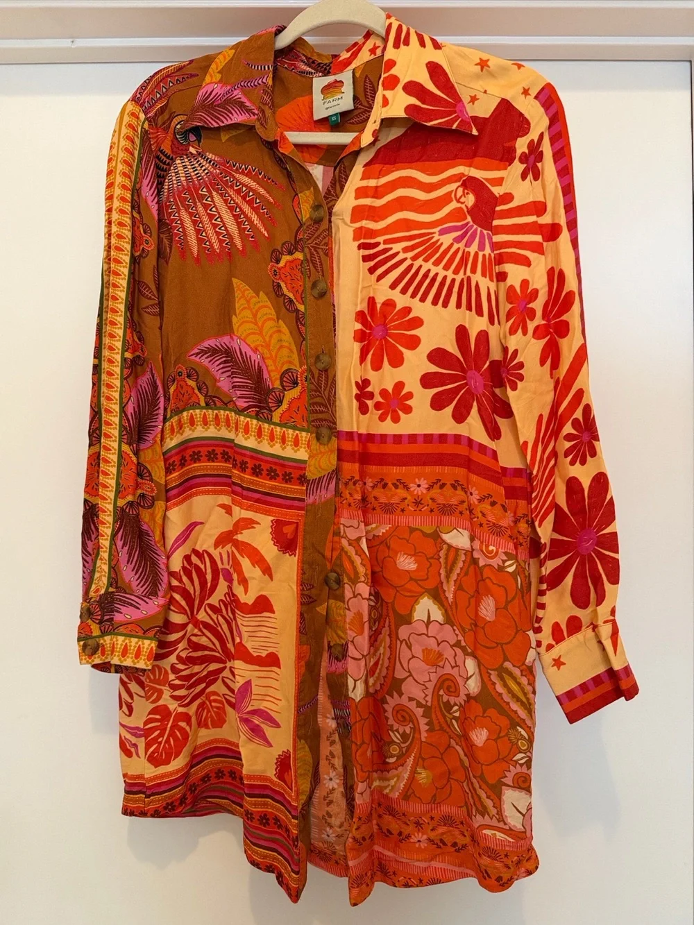 Farm rio mixed scarves Floral Button-Up Shirt - Picture 2 of 3